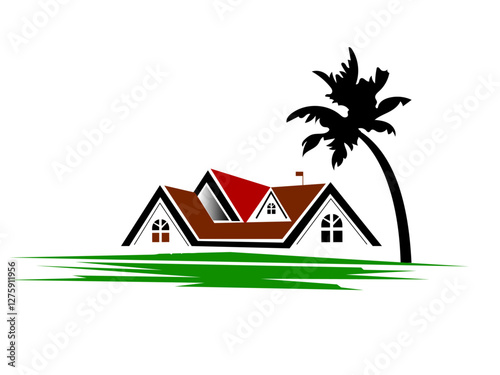 Home  Vector Logo Template. The logo is a  tree with incorporate. This symbolizes a neighborhood, protection, peace, growth, nature, ecological and environment concept