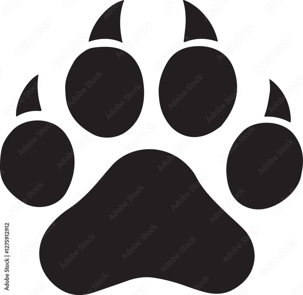 Obraz premium paw print vector cat and dog paws silhouette