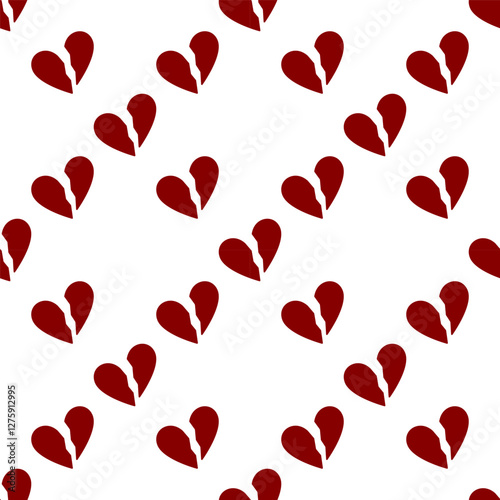 Vector broken heart concept seamless pattern - heartbreak background