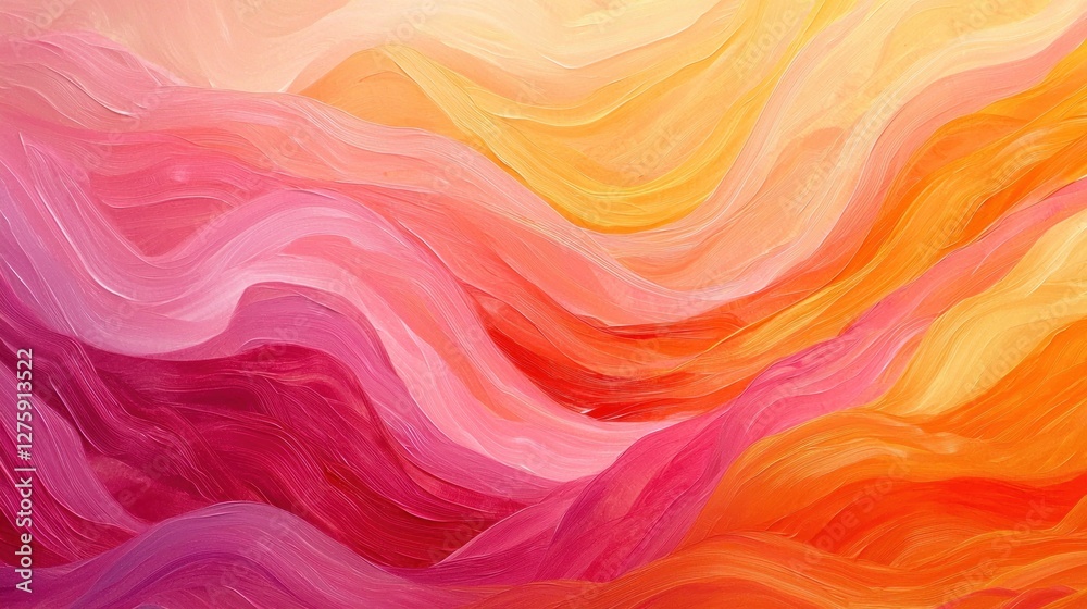 Obraz premium Abstract Warm Hues Landscape: A Vibrant Digital Painting of Swirling Colors