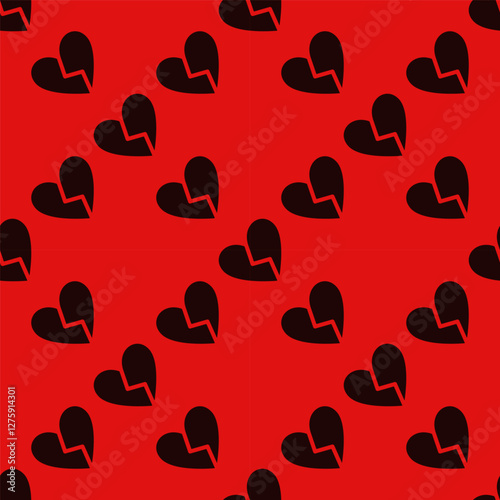 Shattered heart seamless pattern - emotional distress and breakup background