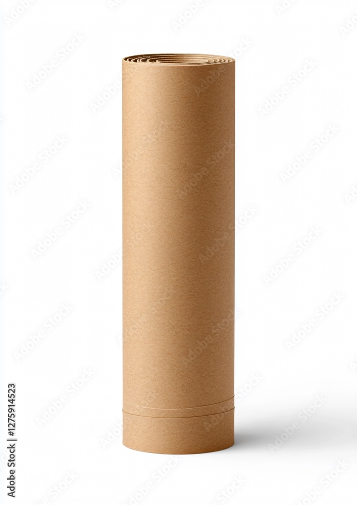 3D Render of Brown Paper Tubes Isolated on White Wall with Soft Shadows 3D Render of Brown Paper Tubes Isolated on White Wall with Soft Shadows