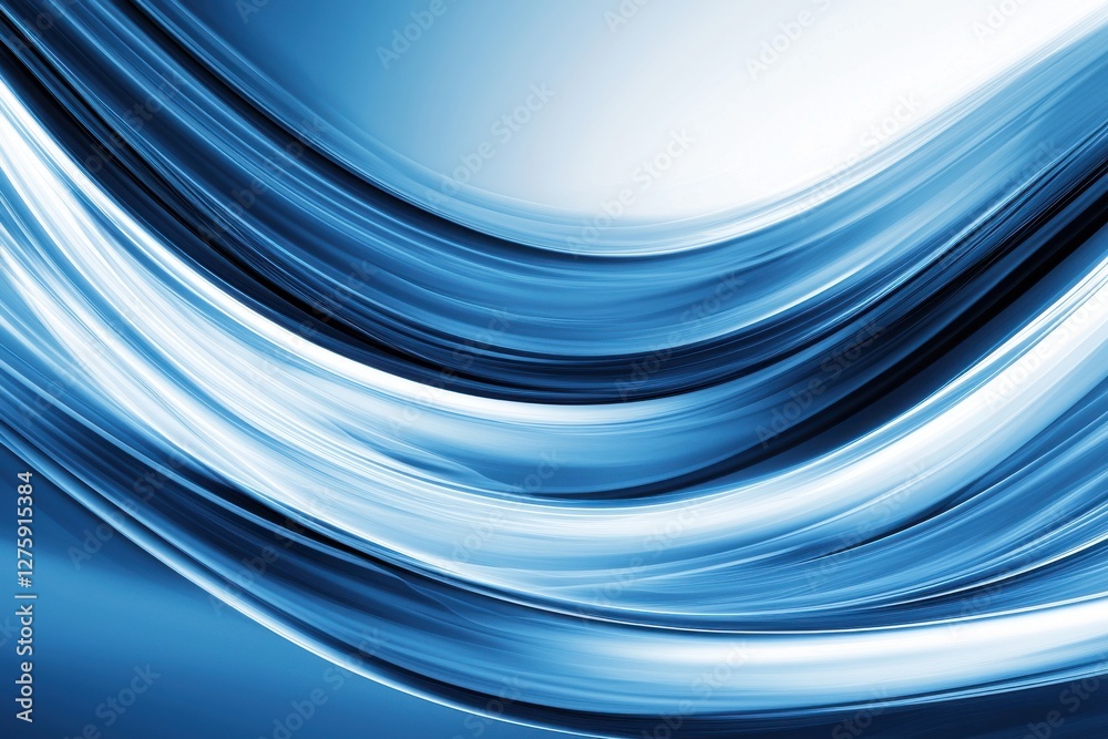 Abstract Blue Wave Background with Smooth Flowing Patterns