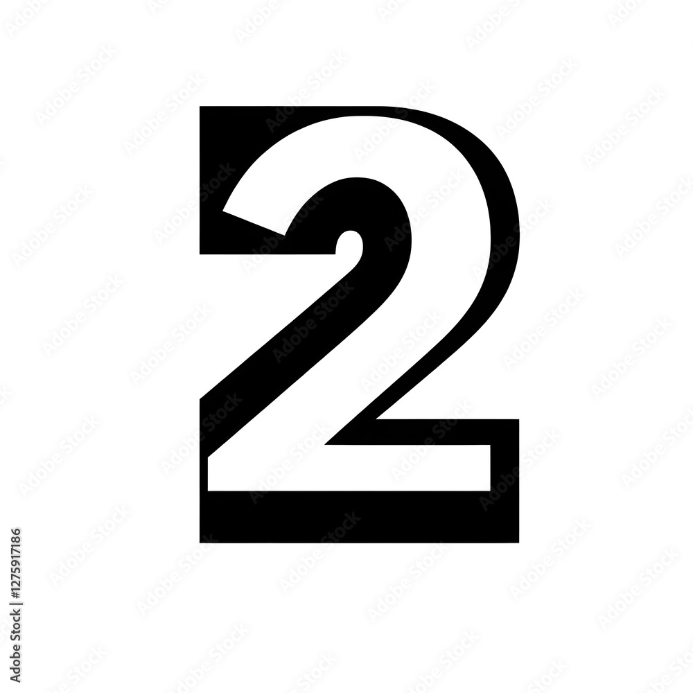 a simple logo of a 2 in black and white a simple logo of a 2 in black and white