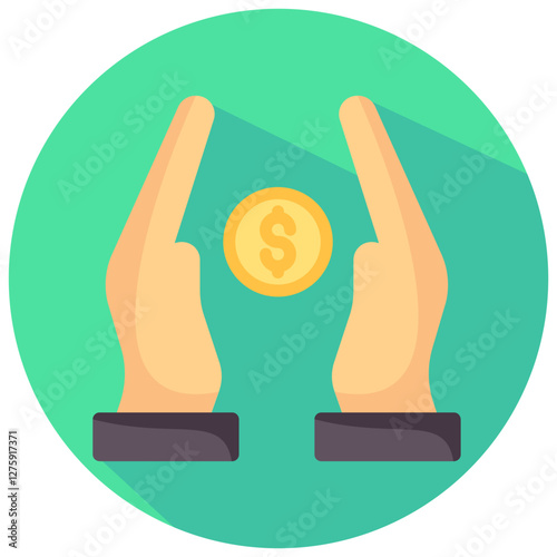 money saving vector round flat icon