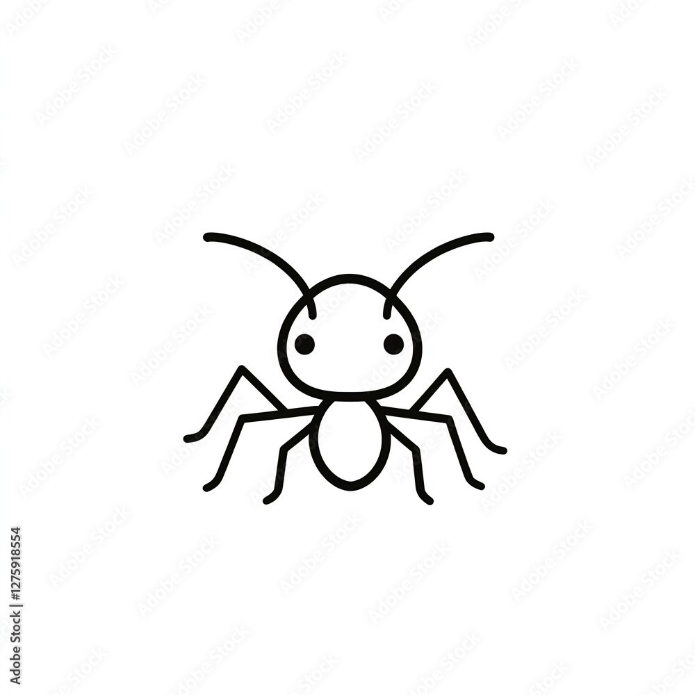Fototapeta premium Minimalist Ant Line Art: A Simple, Cute Design