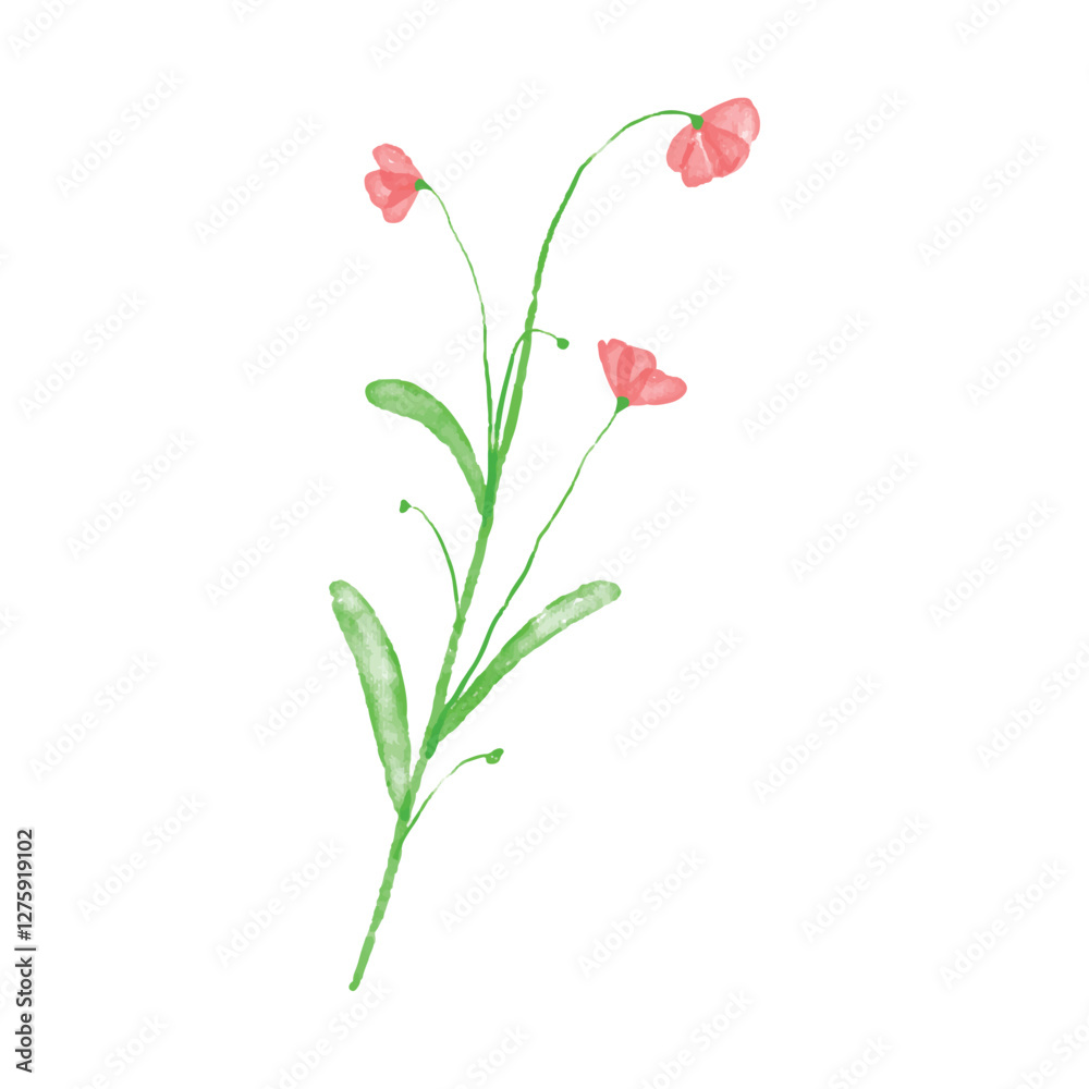 Botanical leaf doodle wildflower line art Botanical leaf doodle wildflower line art