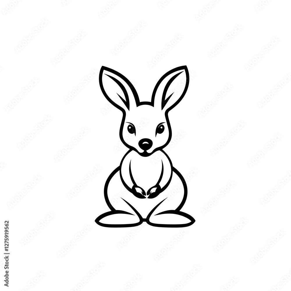 Obraz premium Adorable Kangaroo: Minimalist Line Art Logo Design