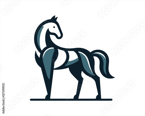 Horse logo design icon symbol vector illustration. Full body horse. Animal logo. Black color horse icon logo vector template. Horsepower photo