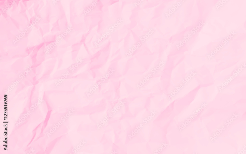 Pink clean crumpled paper background. Horizontal crumpled empty paper template for posters and banners. Vector illustration