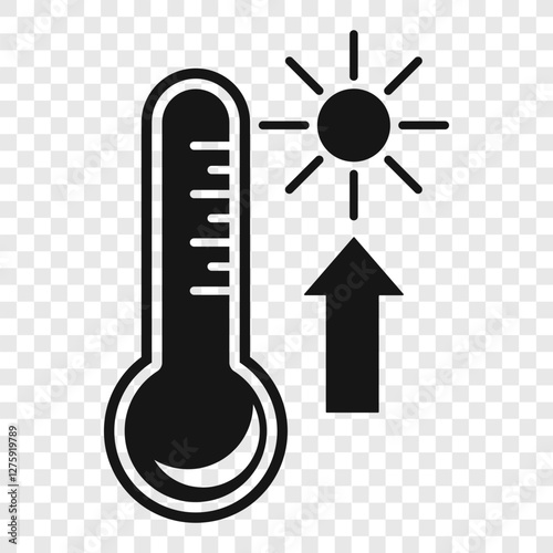 Weather icon. High temperature. Temperature rise. Hot summer. Vector illustration on transparent background.