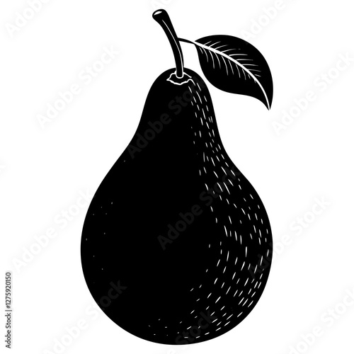 pear black silhouette vector, Simple silhouette Design vector icon with white background. Fruit silhouette vector
