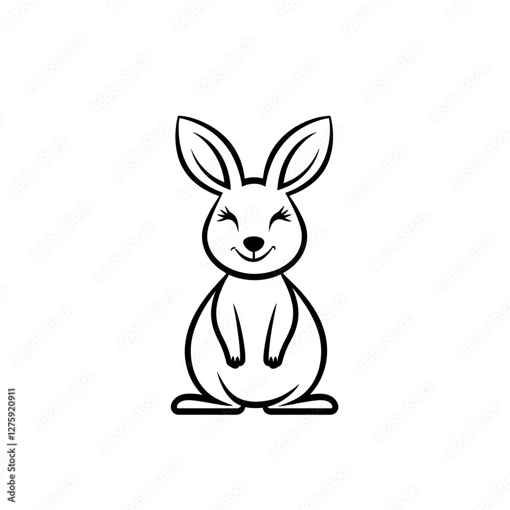 Obraz premium Adorable bunny line art, minimalist design. Perfect for gifts!