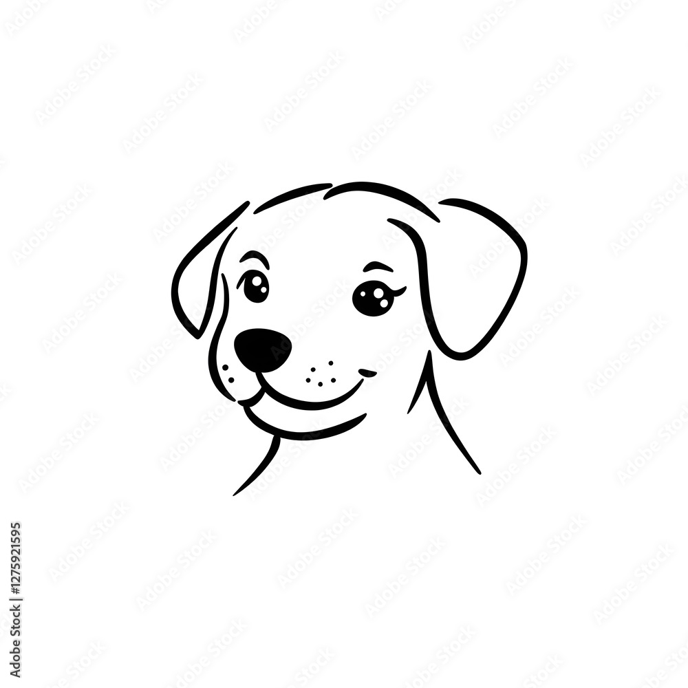 Fototapeta premium Adorable Puppy: Minimalist Line Art Logo Design