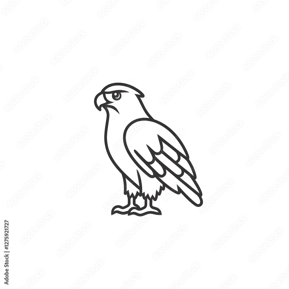 Fototapeta premium Majestic Hawk: A Minimalist Line Art Design