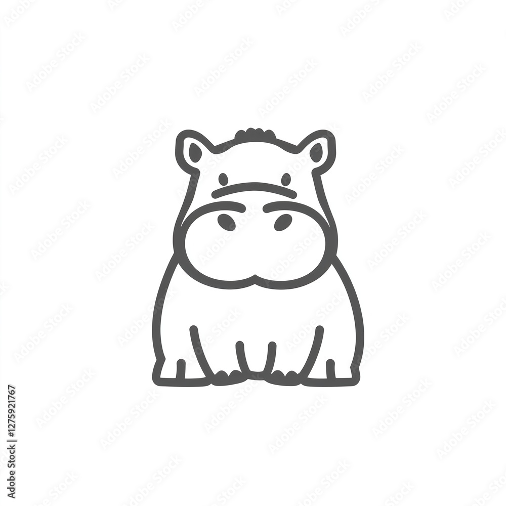 Adorable Hippo: Minimalist Line Art Design Adorable Hippo: Minimalist Line Art Design