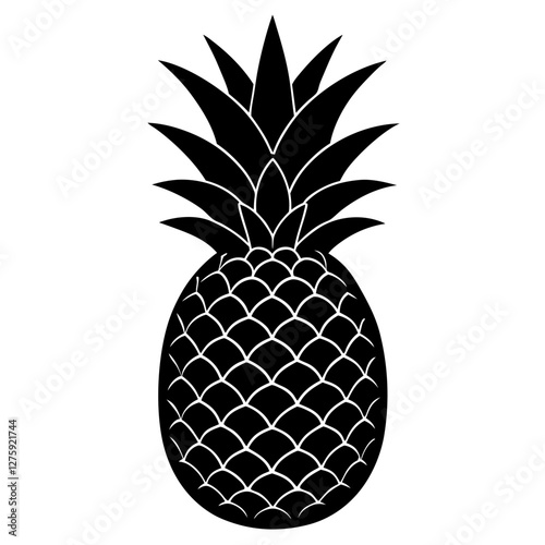 pineapple black silhouette vector, Simple silhouette Design vector icon with white background. Fruit silhouette vector