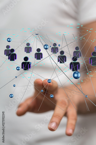 Abstract technology group and data 3d