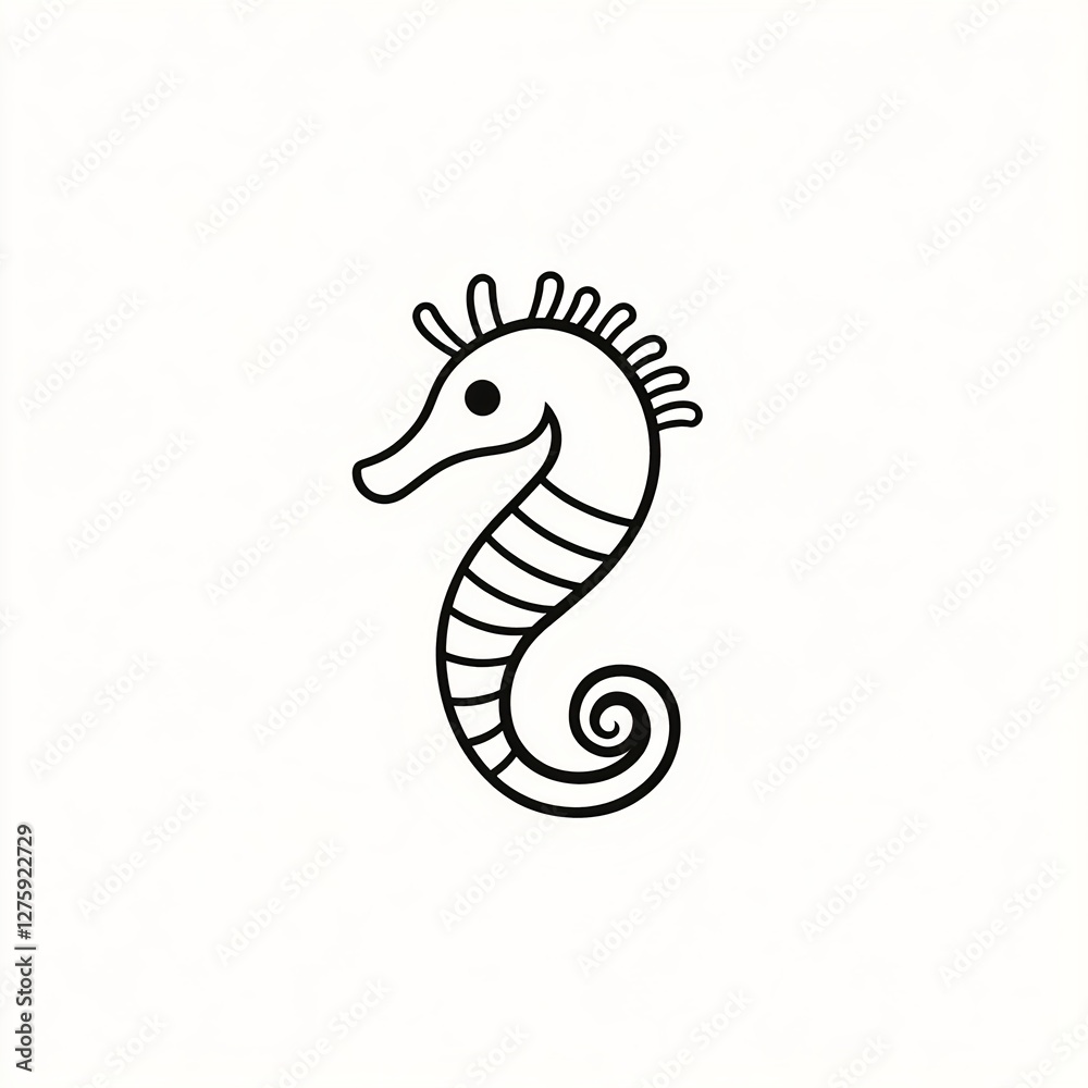 Fototapeta premium Adorable seahorse, minimal line art design. Perfect for gifts!