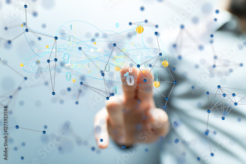 Global network. Blockchain. 3D illustration. Neural networks and artificial intelligence. Abstract  3d