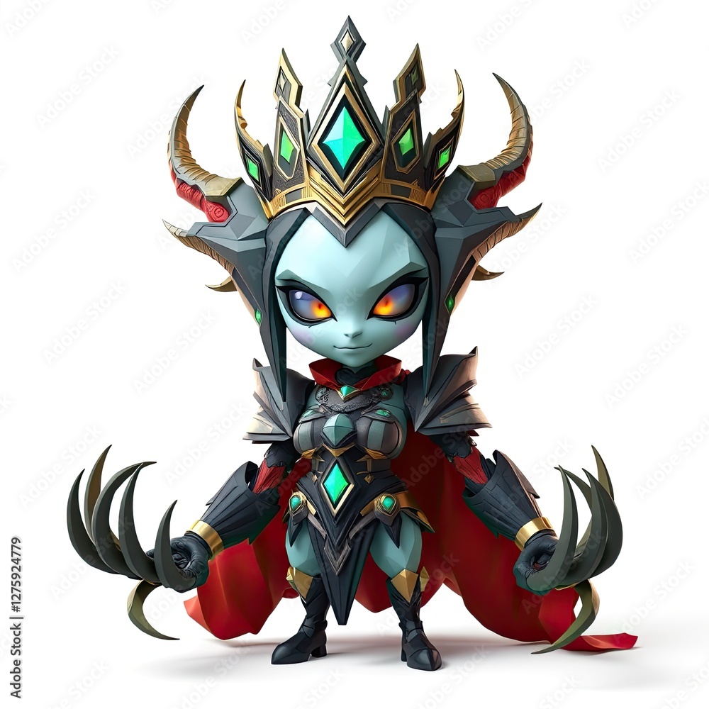 Naklejka premium A Regal Demon Queen with Claws and Crown