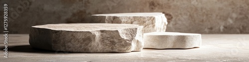 A pair of rocks placed on a tabletop, ready for display or use