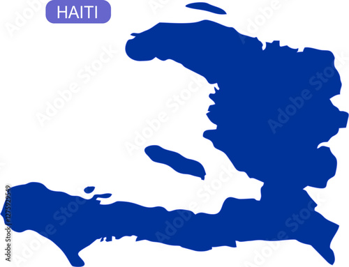 Map of Haiti the Caribbean island country or nation in solid blue color