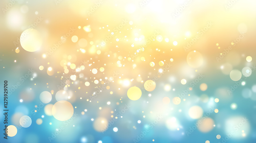 Abstract Background with Golden and Blue Sparkling Bokeh Lights and Glowing Particles Abstract Background with Golden and Blue Sparkling Bokeh Lights and Glowing Particles