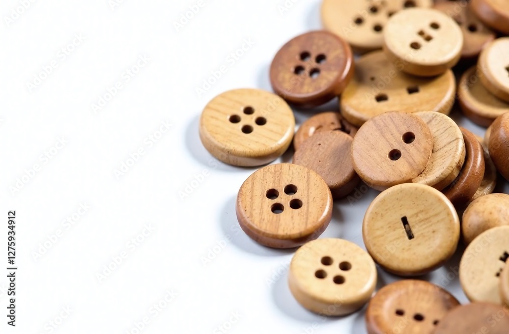 banner  with copy space of a wooden buttons on a white background