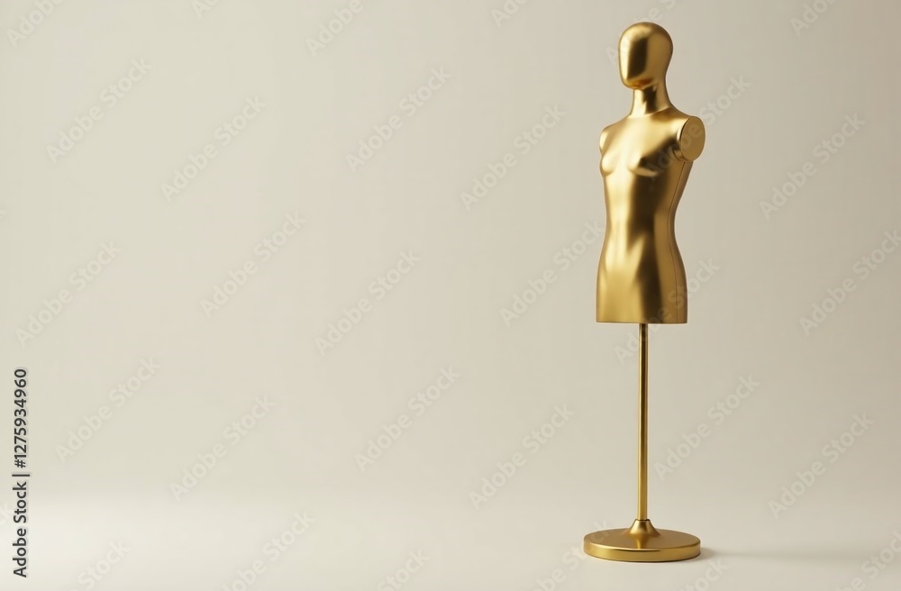Obraz premium Vintage old golden mannequin on light background