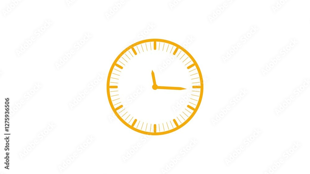 Clock animation, simple analog clock isolated, clock isolated on white background Clock animation, simple analog clock isolated, clock isolated on white background