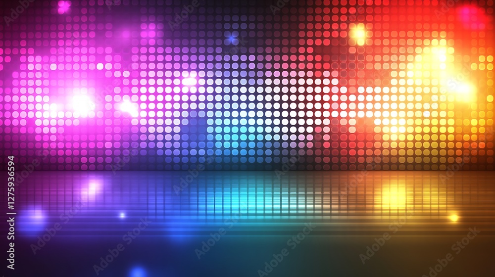 Colorful LED wall display with reflections Colorful LED wall display with reflections