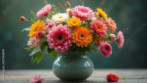   A stunning vase brimming with seasonally changing floral arrangements, showcasing intricate details and realistic textures., ultra detailed, 8k resolution, HDR, professional