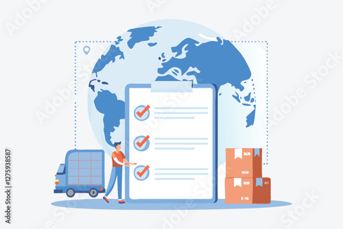 vector illustration of house decorated with minimalist model elements. Business analyzing corporate data planning report accounting presentation report concept horizontal flat vector illustration. 