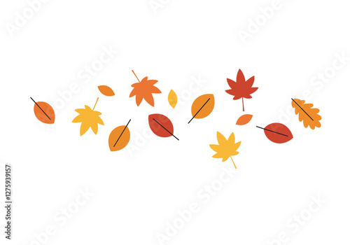 Clip art leaves fall. This image shows various colorful autumn leaves scattered on a white background. Vector illustration design.