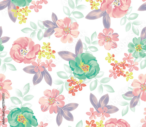 Wallpaper Mural Textile design wit flower pattern for fabric Torontodigital.ca