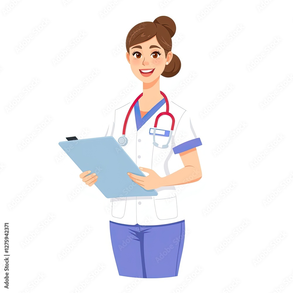 Smiling Female Doctor Holding Medical Chart Smiling Female Doctor Holding Medical Chart