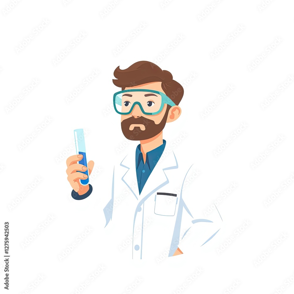 Scientist Holding Test Tube With Blue Liquid Scientist Holding Test Tube With Blue Liquid