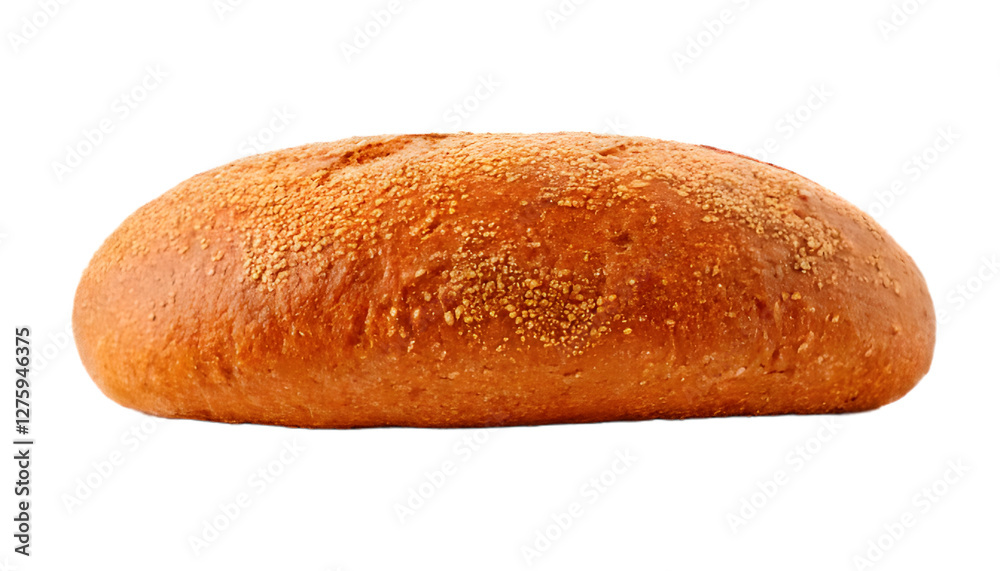 Crust-covered oval loaf of bread isolated on clear png background Crust-covered oval loaf of bread isolated on clear png background