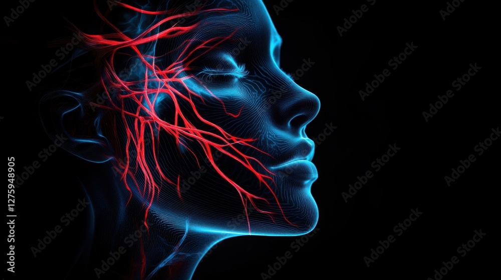 woman face neural network blood vessels abstract art medical ill woman face neural network blood vessels abstract art medical ill