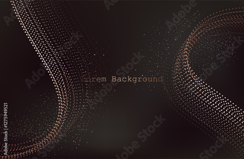 Abstract Music background. Big Data Particle Flow Visualisation. Science infographic futuristic illustration. Sound wave. Sound visualization.Premium background design with mocha mousse sound wave