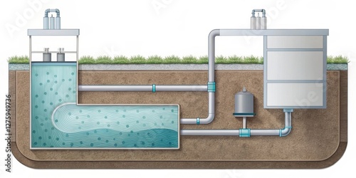 Wallpaper Mural Diagram of an Underground Water Purification System Featuring Filtration and Treatment Chambers Torontodigital.ca