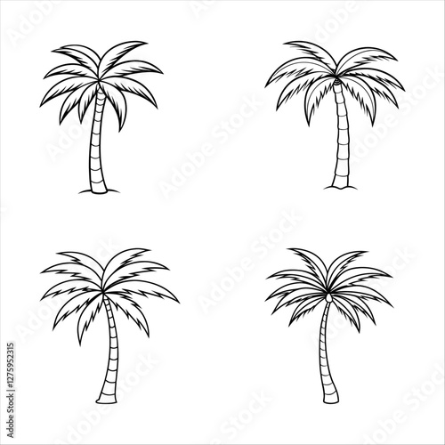 set of vector palms