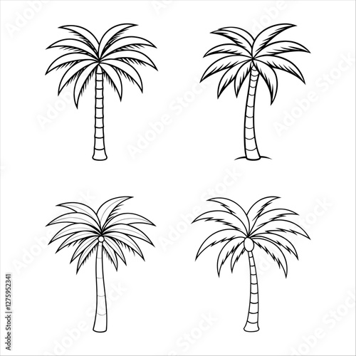set of vector palms