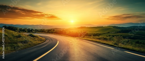 Wallpaper Mural Beautiful sunset over a winding road in a tranquil countryside landscape Torontodigital.ca
