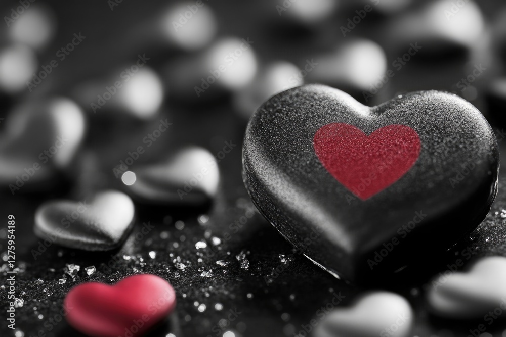 A black heart with a red heart symbolizing love and passion A black heart with a red heart symbolizing love and passion