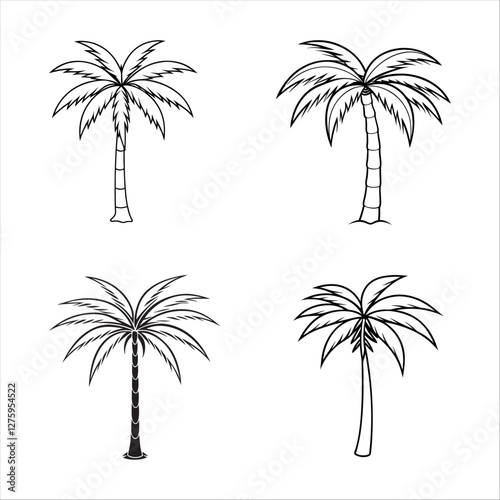 set of vector palms