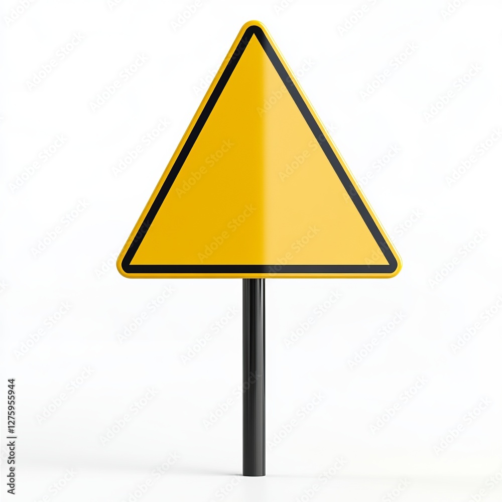 Blank Yellow Triangle Warning Sign, Road Safety Symbol Blank Yellow Triangle Warning Sign, Road Safety Symbol