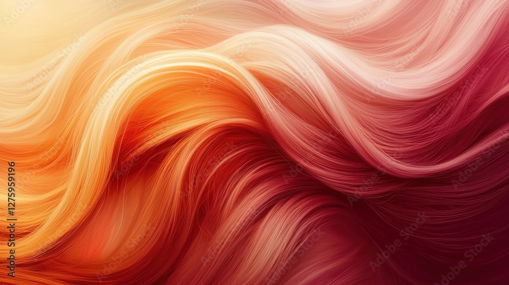 Obraz premium Abstract Waves of Fiery Hair: A Symphony of Red and Orange Hues