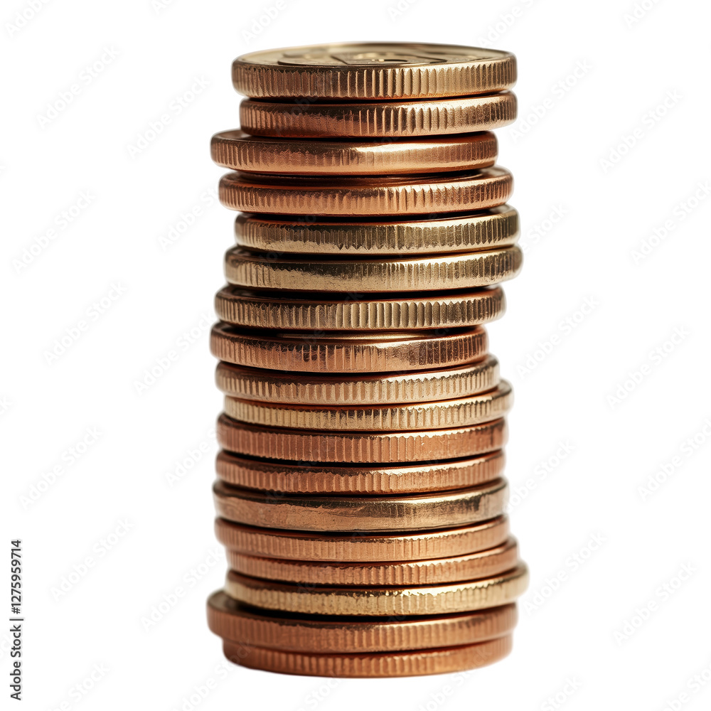 Stack of Coins: A neatly arranged stack of coins gleaming, signifying wealth, savings, and financial concepts. Stack of Coins: A neatly arranged stack of coins gleaming, signifying wealth, savings, and financial concepts.